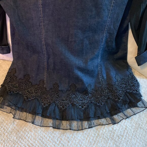 Jean Jacket with Lace Size Large - Picture 6 of 6